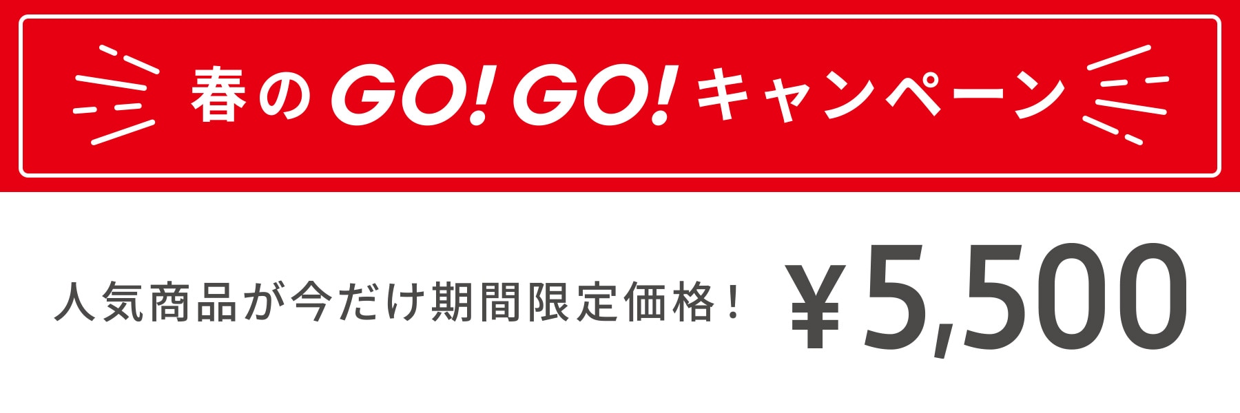 春のGO！GO！キャンペーン ¥5,500 人気商品が今だけ期間限定価格!